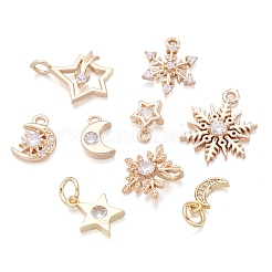 18 Stück 9 Stil Messing Micro Pave Zirkonia Charms&nbsp;KK-CF0001-01