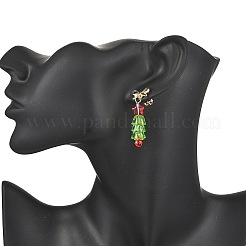 Weihnachtsbaum-Ohrstecker aus Glas- und Acrylperlen&nbsp;EJEW-JE06671