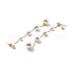 Orecchini pendenti a catena lunga con perle di plastica rotondi&nbsp;STAS-D179-05G