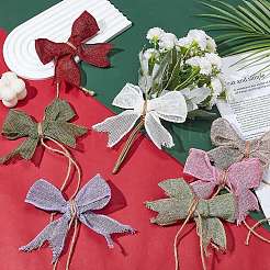 28 Stück 7 Farben Sackleinen Bowknot Ornament Zubehör&nbsp;HJEW-AR00010