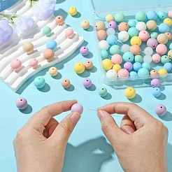 90 Stück 18 Arten runde lebensmittelechte umweltfreundliche Silikonperlen&nbsp;SIL-CJ0001-86