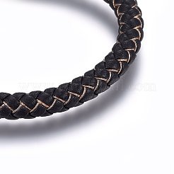 Geflochtenes Lederarmband mit Magnetverschluss für Männer und Frauen&nbsp;BJEW-G603-04C-01