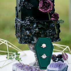 Cajas de anillo de dedo de terciopelo en forma de ataúd con tema de halloween&nbsp;VBOX-WH0015-01B