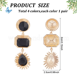 4 paio di orecchini pendenti con strass ovali&nbsp;EJEW-AN0003-05