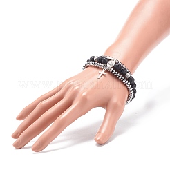 Set di braccialetti elasticizzati in pietra lavica naturale da 3 pz e 3 stili&nbsp;BJEW-JB08692