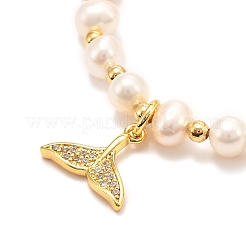 Bracciali con ciondoli a forma di coda di balena in ottone con micro pavé di zirconi cubici&nbsp;BJEW-D447-13G-01