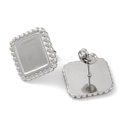 Orecchini a bottone quadrati in acciaio inossidabile 304&nbsp;EJEW-D281-07S