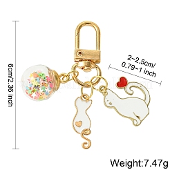 Decorazione pendente in smalto in lega di gatto&nbsp;HJEW-YW00016-01