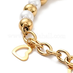 Bracciale con ciondolo a forma di cuore in acciaio inossidabile 201&nbsp;BJEW-A126-10G