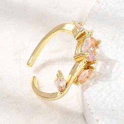 Anillos abiertos de latón con micro pavé de circonita cúbica&nbsp;CU-CBA108A-13G-06
