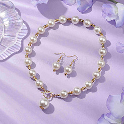 Set di collane rotonde con perle finte acriliche e orecchini pendenti da donna&nbsp;SJEW-JS01304