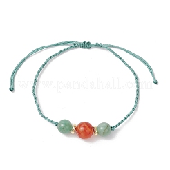 Natürliche grüne Aventurin & gestreifte Achat runde Perlen geflochtene Perlenarmbänder für Frauen&nbsp;BJEW-JB11978