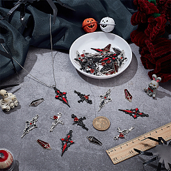 36pcs 6 Arten Halloween-Thema-Legierungs-Emaille-Anhänger&nbsp;FIND-WR0012-66