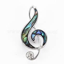 Musiknote Brosche aus natürlicher Abalone-Muschel/Paua-Muschel&nbsp;G-N333-002-RS