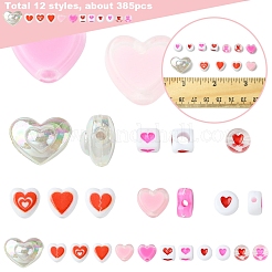 385 Stück undurchsichtige/transparente Acrylperlen mit Valentinstagsmotiv.&nbsp;MACR-FS0001-93