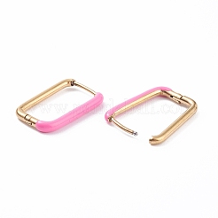 Orecchini a cerchio bicolore in acciaio inossidabile 304 con smalto per donna&nbsp;EJEW-C010-10-G