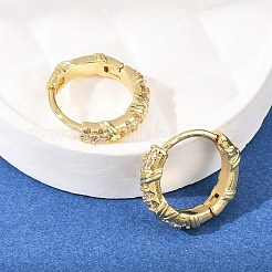 Orecchini a cerchio in ottone con micro pavé di zirconi cubici trasparenti&nbsp;EJEW-D348-18G