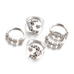 5 Stück Mond- und Blumenlegierung mit Kristall-Strass-Manschettenringen&nbsp;FS-WGA9DDB-01