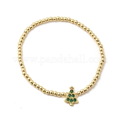 Bracelets de Noël à maillons en laiton et micro pavés de zircones cubiques&nbsp;BJEW-K289-01B-G