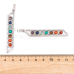 Chakra oeil de tigre naturel & lapis lazuli naturel & cornaline naturelle & turquoise synthétique & verre gros pendentifs&nbsp;G-NH0025-03P