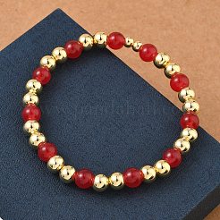 Stretch-Armbänder aus Messing und Glas mit runden Perlen für Damen&nbsp;BJEW-F515-01G