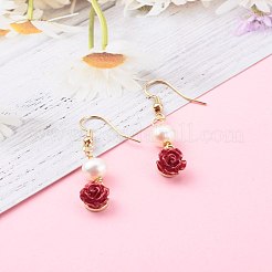 Orecchino pendente rosa in plastica abs&nbsp;EJEW-JE04507-02