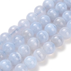 Chapelets de perles en agate avec dentelle bleue naturelle&nbsp;G-L634-B02-8mm