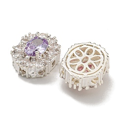 Micro spianare perline in ottone ovale cubic zirconia&nbsp;KK-U037-04P