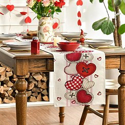 Mantel de lino con estampado de corazones&nbsp;AJEW-WH20006-230