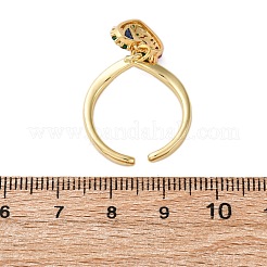 Offene Manschettenringe aus Messing mit Mikropavé-Kubikzirkonia für Damen&nbsp;LS-RJEW-U057-22B-G