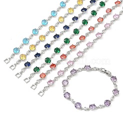 Damen-Armbänder aus Messing mit Mikropavé-Fassung und Zirkonia&nbsp;BJEW-A172-01P