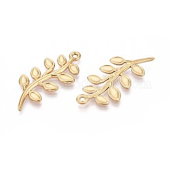 Pendentifs en forme de feuille en acier inoxydable 304&nbsp;STAS-T067-31G