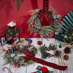 Weihnachtskranz aus Kunststoff und Stoff&nbsp;AJEW-WH0481-03