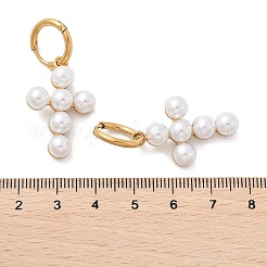 Pendientes colgantes de perlas de plástico de acero inoxidable 304&nbsp;EJEW-U044-01G