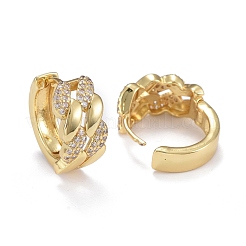 Pendientes de aro de circonita cúbica transparente con micro pavé de latón&nbsp;EJEW-K083-38G
