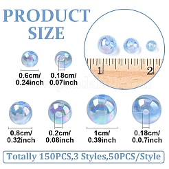 150pcs 3 styles de perles acryliques transparentes&nbsp;MACR-YW0003-96A