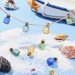 10 Stück 5 Farben quadratische Glaskorkenflaschen-Ornament&nbsp;GLAA-FS0001-72