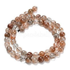 Natürliche Stränge aus Rutilquarzperlen in Schwarzgold&nbsp;G-L642-B09-6mm
