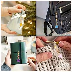 48 pendentif décoratif en alliage émaillé avec pierre de naissance et visage souriant&nbsp;HJEW-YW00169