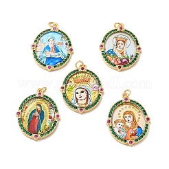 Pendentifs avec zircon cubiques à micro-pavés en laiton&nbsp;ZIRC-E006-01G-M
