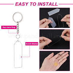 Kit fai da te per realizzare portachiavi con ciondolo rettangolare in acrilico con angoli&nbsp;DIY-BC0001-62P