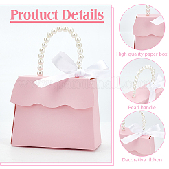 Caja de regalo de papel trapezoidal con asas de plástico de imitación de perlas.&nbsp;CON-WH0092-65B