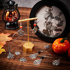 54 pz 9 stili di gioielli di Halloween in lega tibetana pendenti&nbsp;FIND-SC0004-40