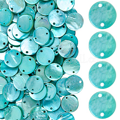 150 Stück gefärbte natürliche Akoya-Muschel-Disc-Verbinder-Verbinder-Charms&nbsp;SSHEL-SC0001-55
