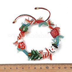 Braccialetti natalizi fatti a mano con perline intrecciate in vetro lavorato a lume.&nbsp;BJEW-TA00765-01