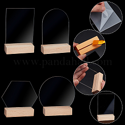 8 ensemble de 4 porte-cartes en acrylique transparent et porte-cartes en bois&nbsp;AJEW-PH0004-07