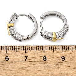 Orecchini a cerchio in ottone con zirconi cubici chiari micro pavè&nbsp;EJEW-H158-20C-GP