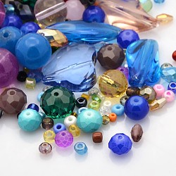 Perles en verre mixte en vrac, couleur mixte, 4~22.5x4~28.5x3~9mm, Trou: 1~2mm