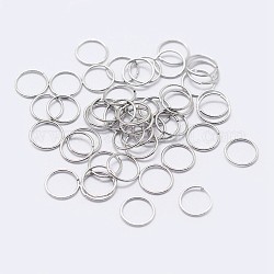 925 открытое кольцо из серебра с родиевым покрытием, круглые кольца, платина, 22 датчик, 5x0.6 мм, внутренний диаметр: 3.5 мм, Около 238 шт / 10 г