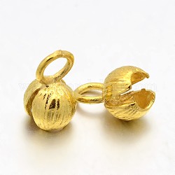 Brass Bead Tips, Golden, 11x6mm, Hole: 3mm, Inner Diameter: 3mm